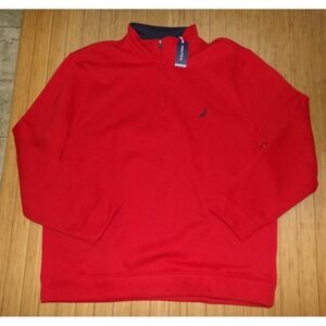 MENS NAUTICA 1/4 ZIP PULLOVER SWEATSHIRT~RED~SZ XXL~NWT